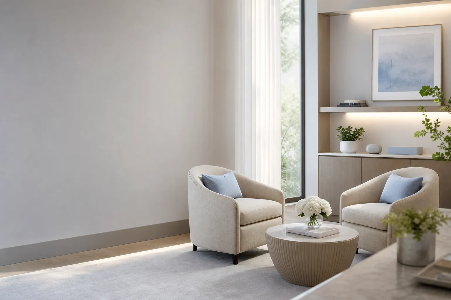 Calm consultation lounge — Dr Plus Aesthetics Clinic Singapore at SBF Center, Tanjong Pagar