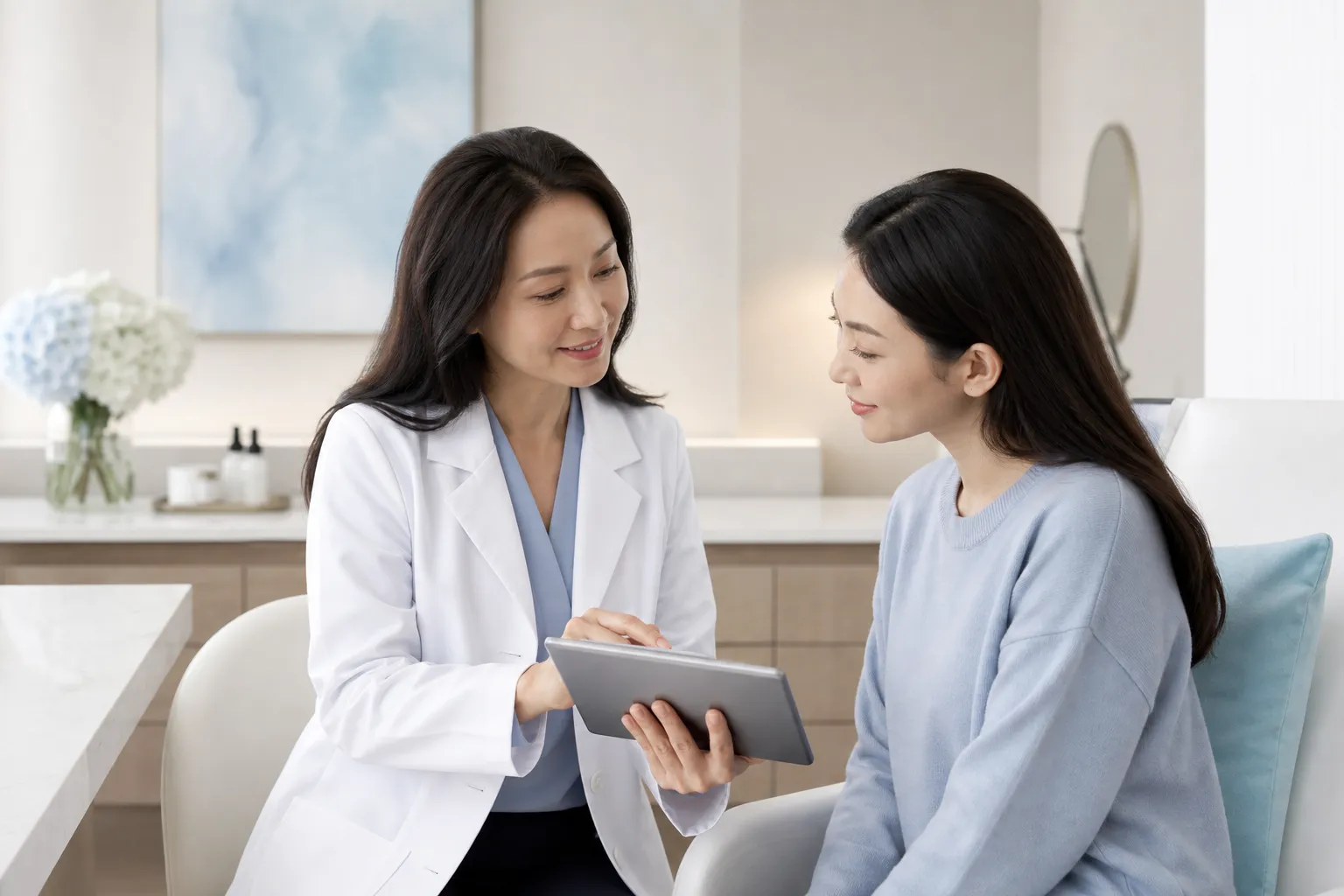 Doctor explaining a treatment plan — DrPlus Aesthetic Clinic Johor Bahru, Iskandar Puteri